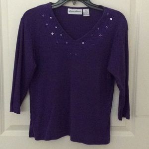 Ladies casual purple sequined top